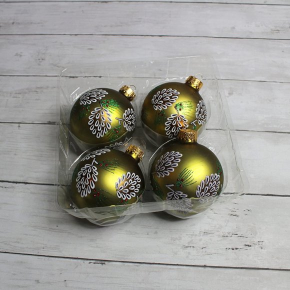 Victorian Christmas Tree Ornament Lot of 4 Glass Bulbs Pinecones - Picture 3 of 6